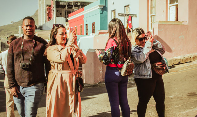 Tourist exploring Bo Kaap Cape Town